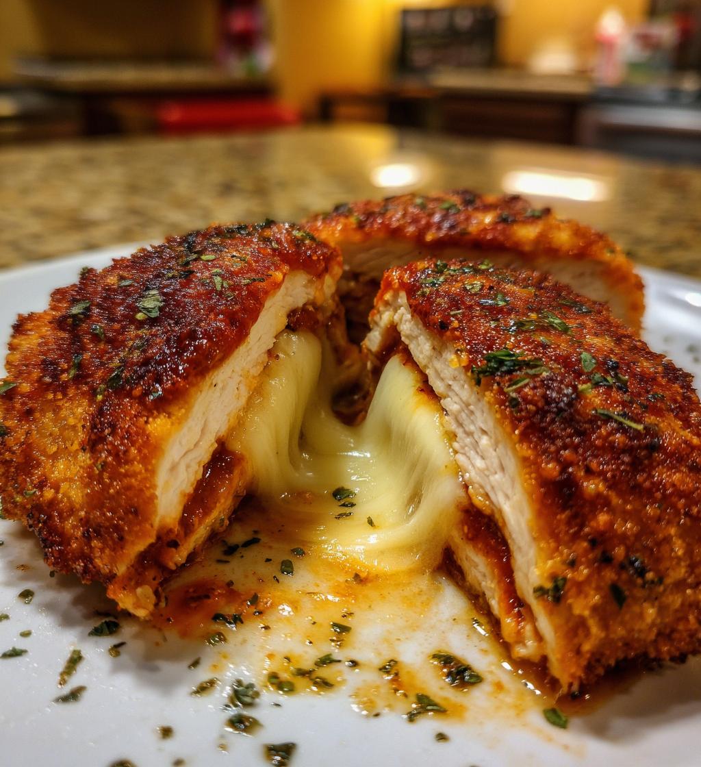 Luftfritös kycklingparmesan fylld med mozzarella